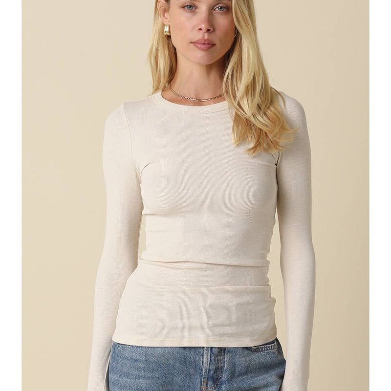 Olivaceous Abbey Long Sleeve Top-Cream