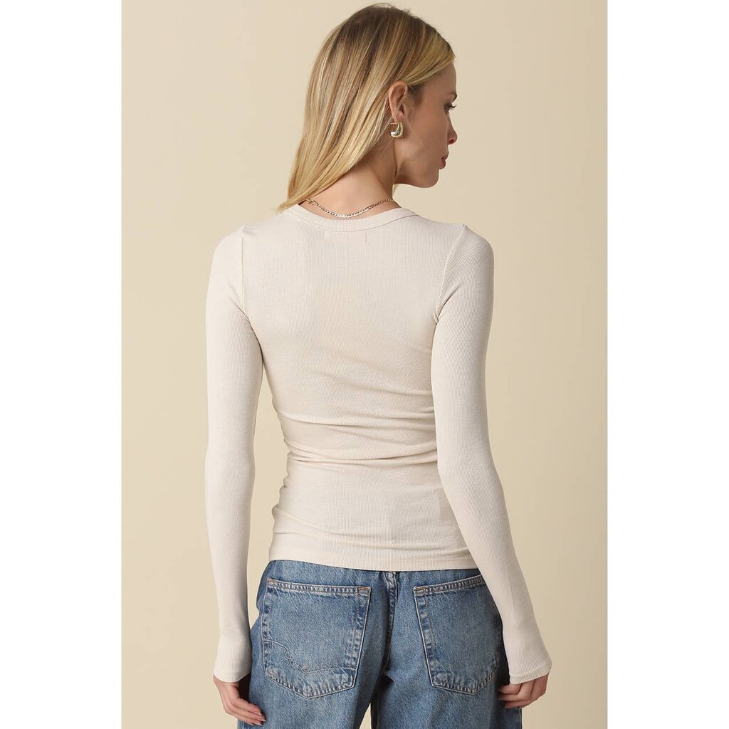 Olivaceous Abbey Long Sleeve Top-Cream