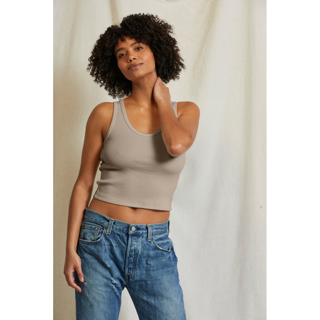 Perfect White Tee Blondie Rib Tank-Mushroom