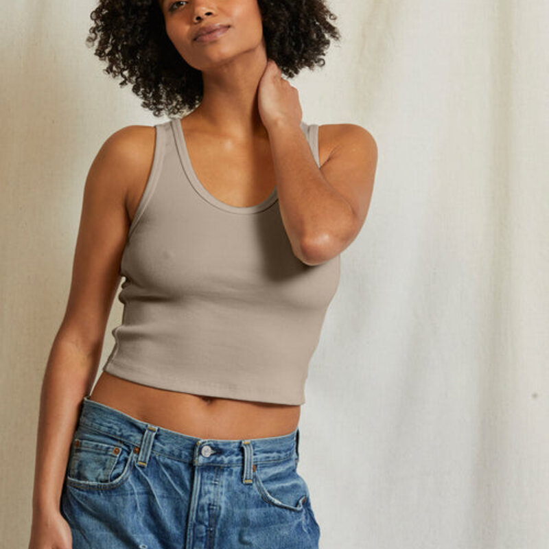 Perfect White Tee Blondie Rib Tank-Mushroom