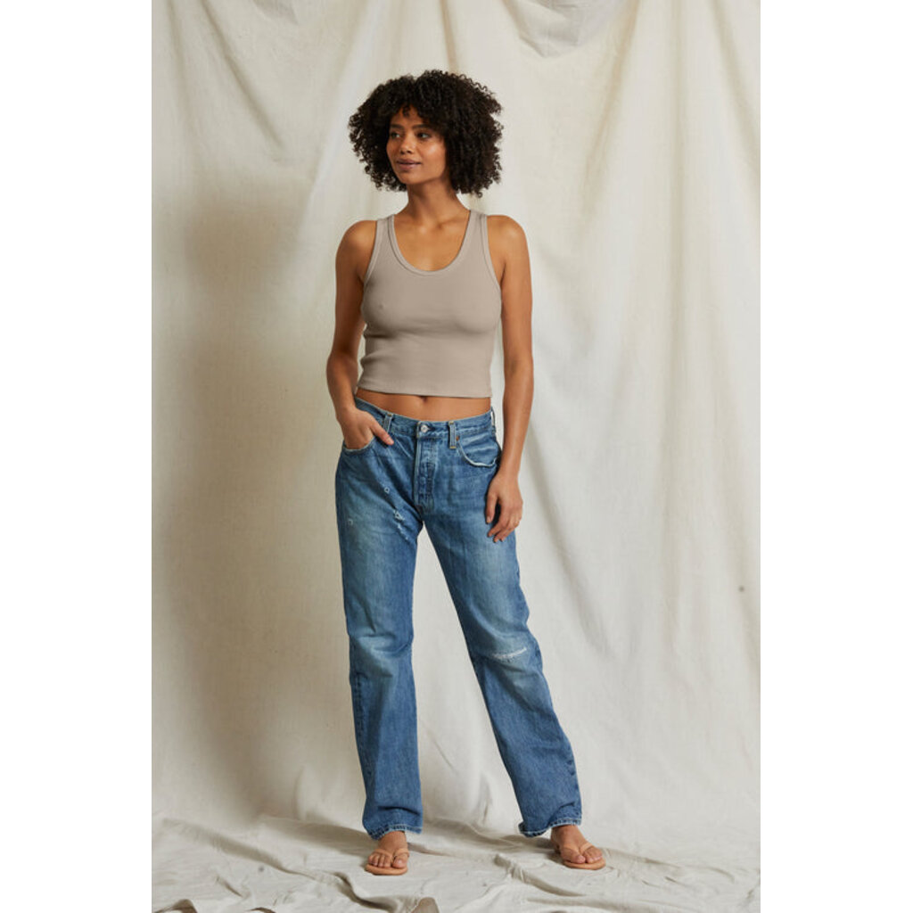 Perfect White Tee Blondie Rib Tank-Mushroom