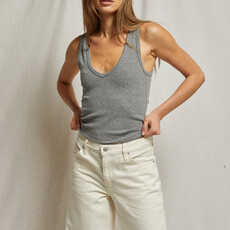 Maria V Neck Blondie Tank-Dark Heather Grey