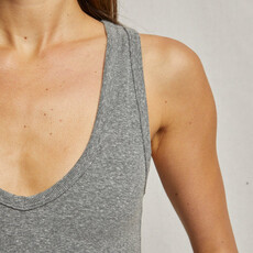Maria V Neck Blondie Tank-Dark Heather Grey