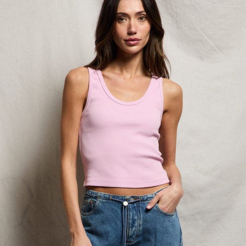 Perfect White Tee Blondie Rib Tank-Sugar Pink