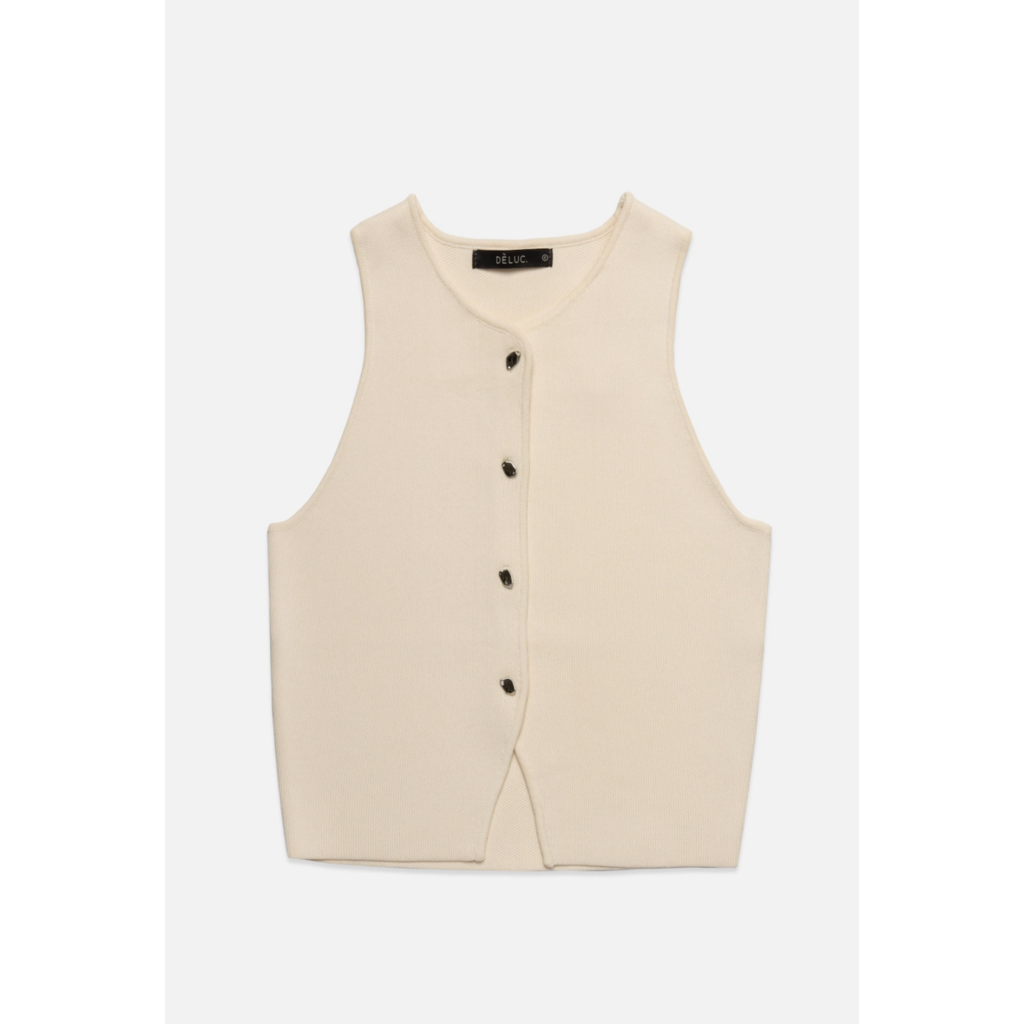 Deluc Ibiza Knit Vest-Ecru