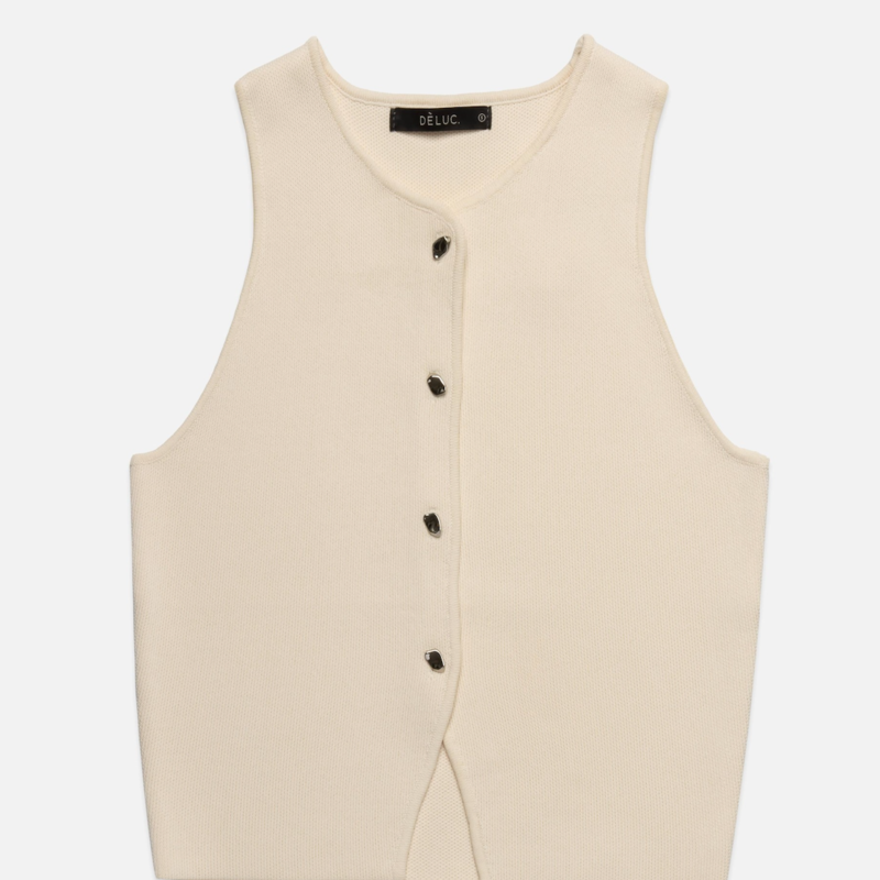 Deluc Ibiza Knit Vest-Ecru