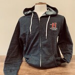 Charcoal Heather Full Zip Embroidered Hoodie