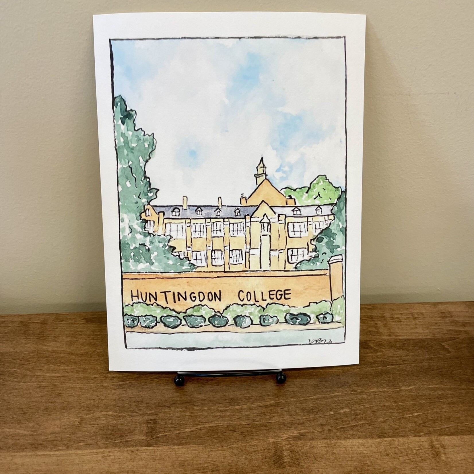 Framed Watercolor Print Huntingdon College 9 X 12