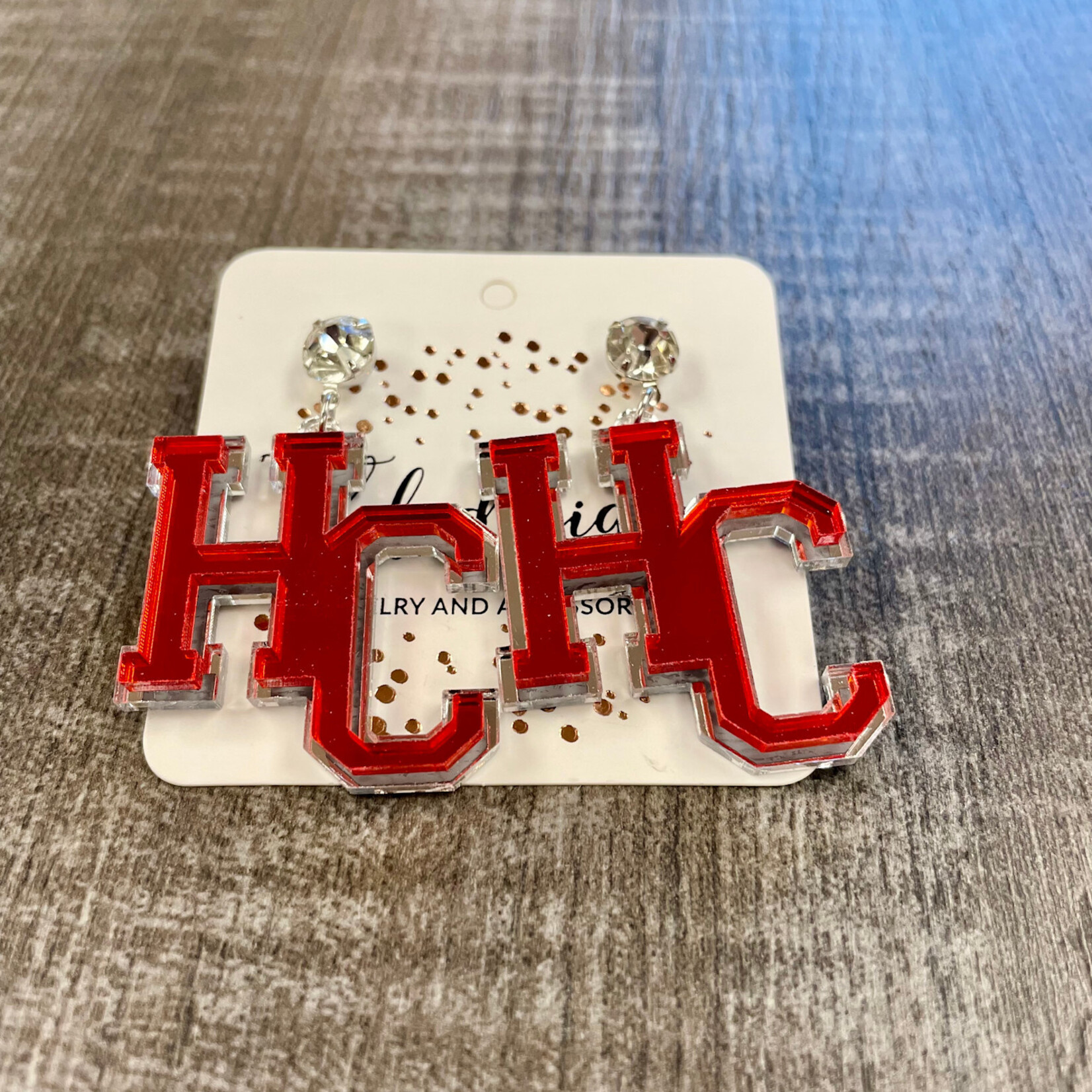 HC Red/Silver Stacked Mirror Earrings