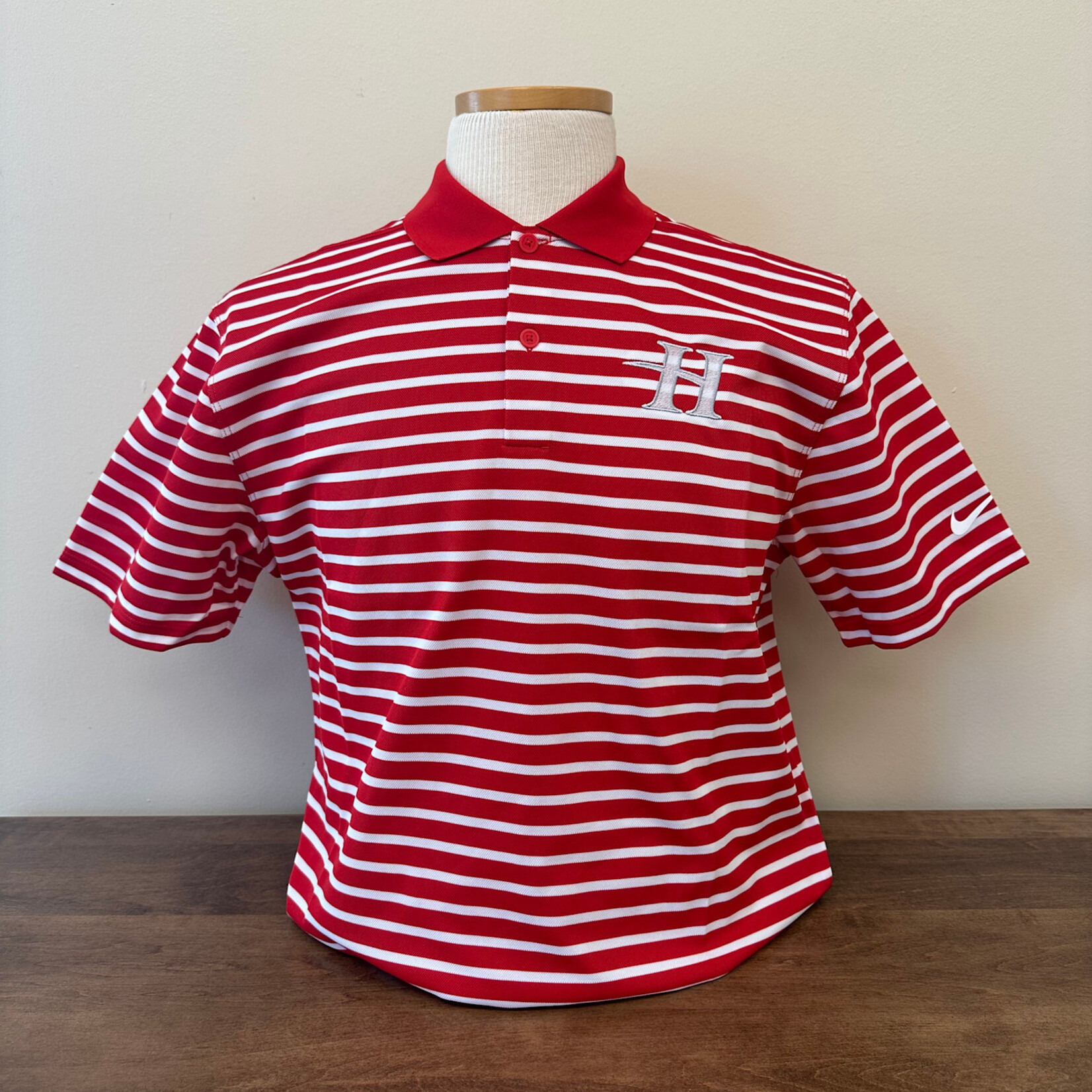 Nike Dri Fit Victory Polo Red/White Stripe H Swoosh logo