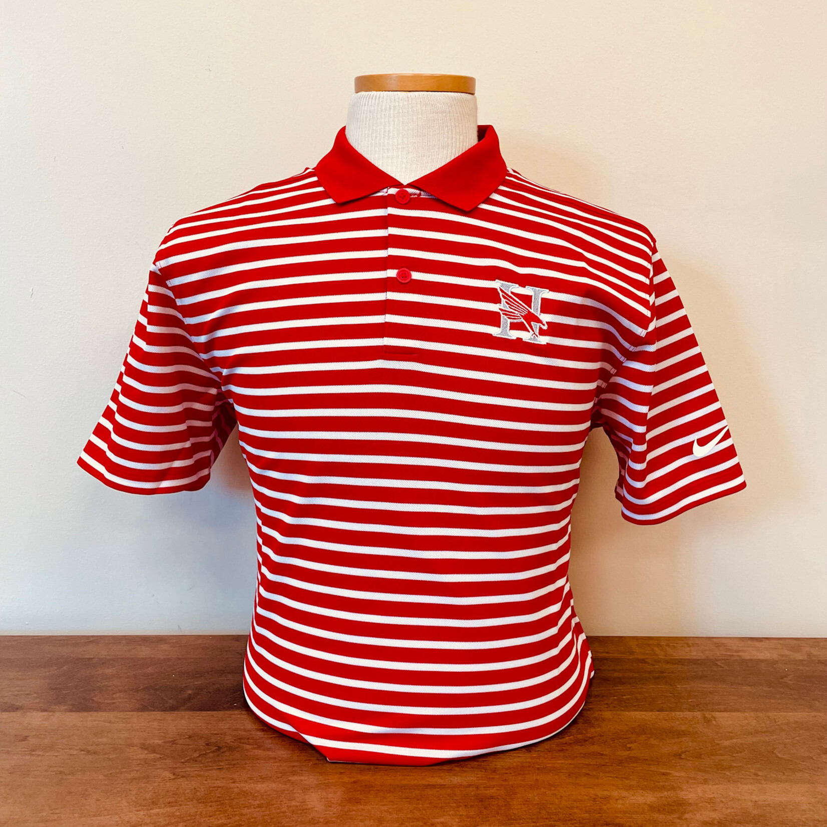 Nike Dri Fit Victory Polo Red/White Stripe Hawk Logo