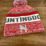 Heather Red Beanie with pom and logo embroidery