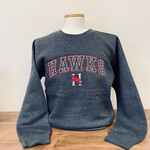 Charcoal Heather Crewneck with Hawk Embroidered Logo