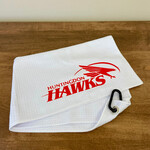 Golf Towel White with Red Design