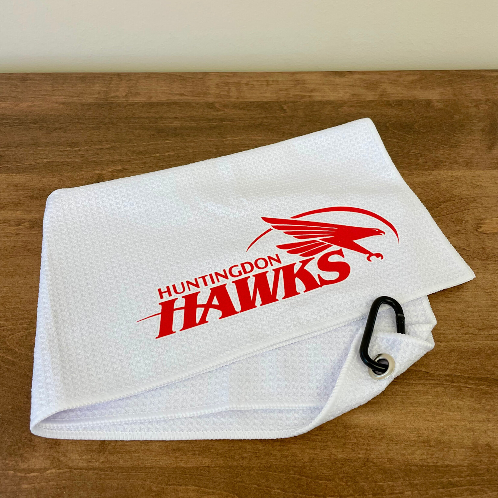Golf Towel White with Red Design