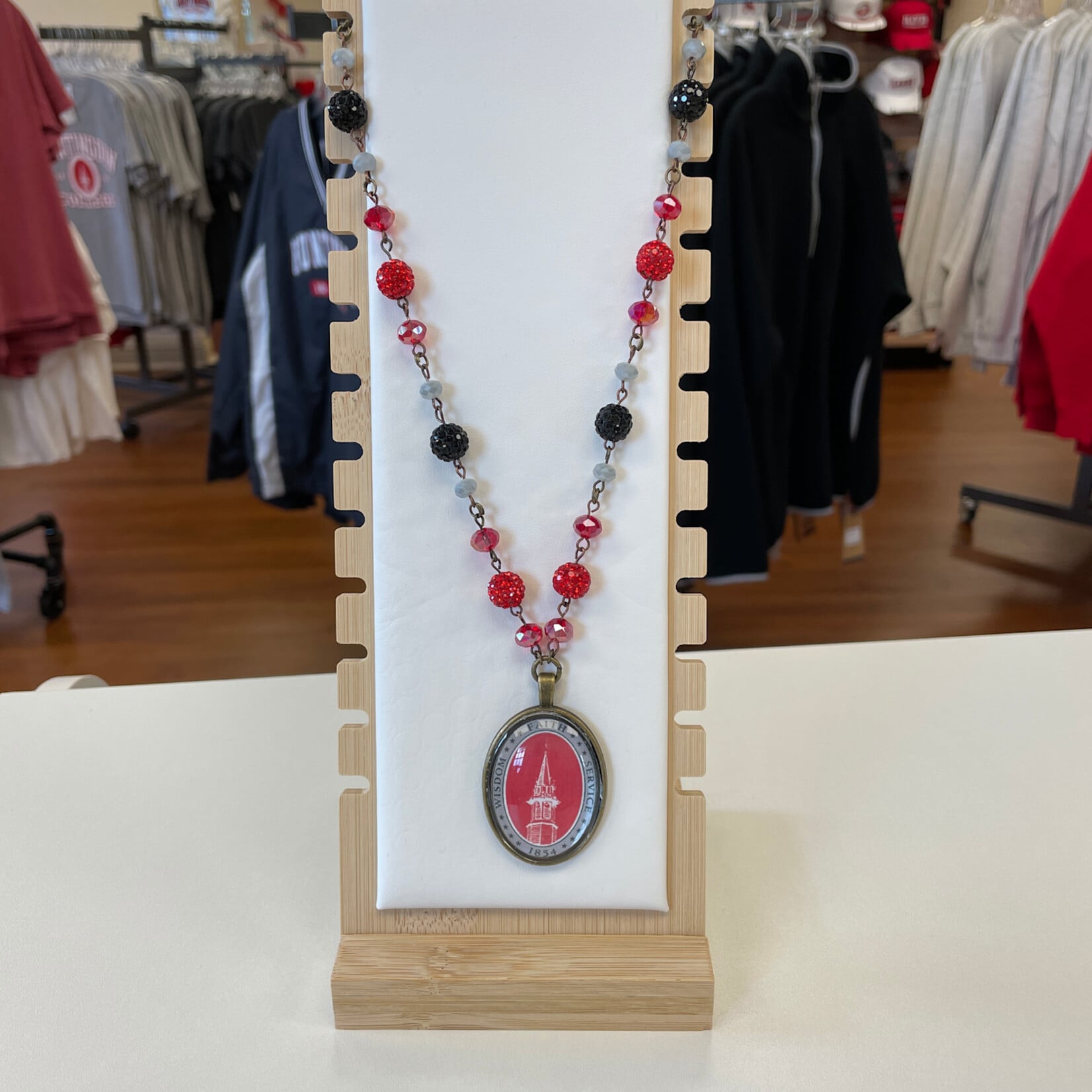 26 " Beaded Necklace with Steeple Medallion