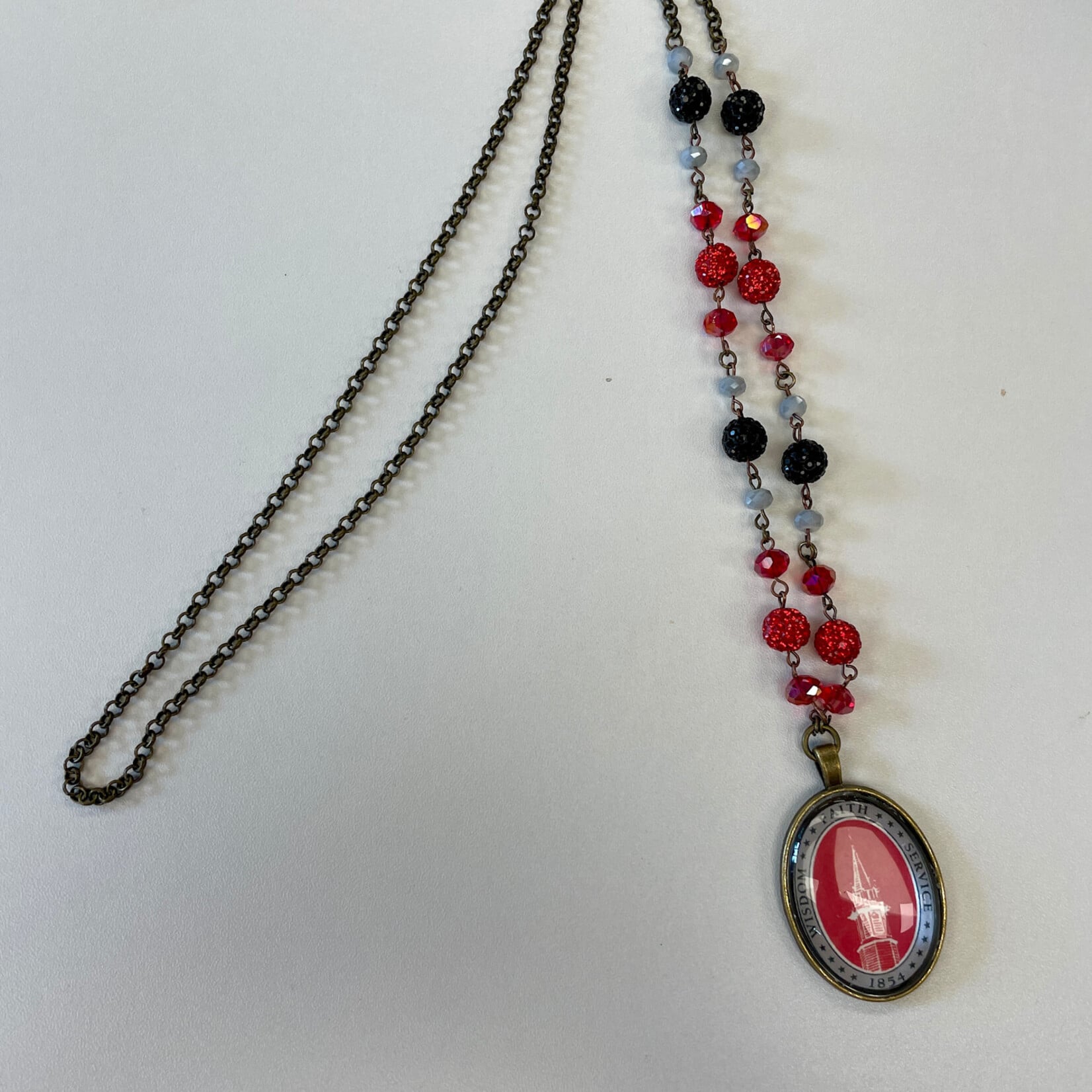 26 " Beaded Necklace with Steeple Medallion