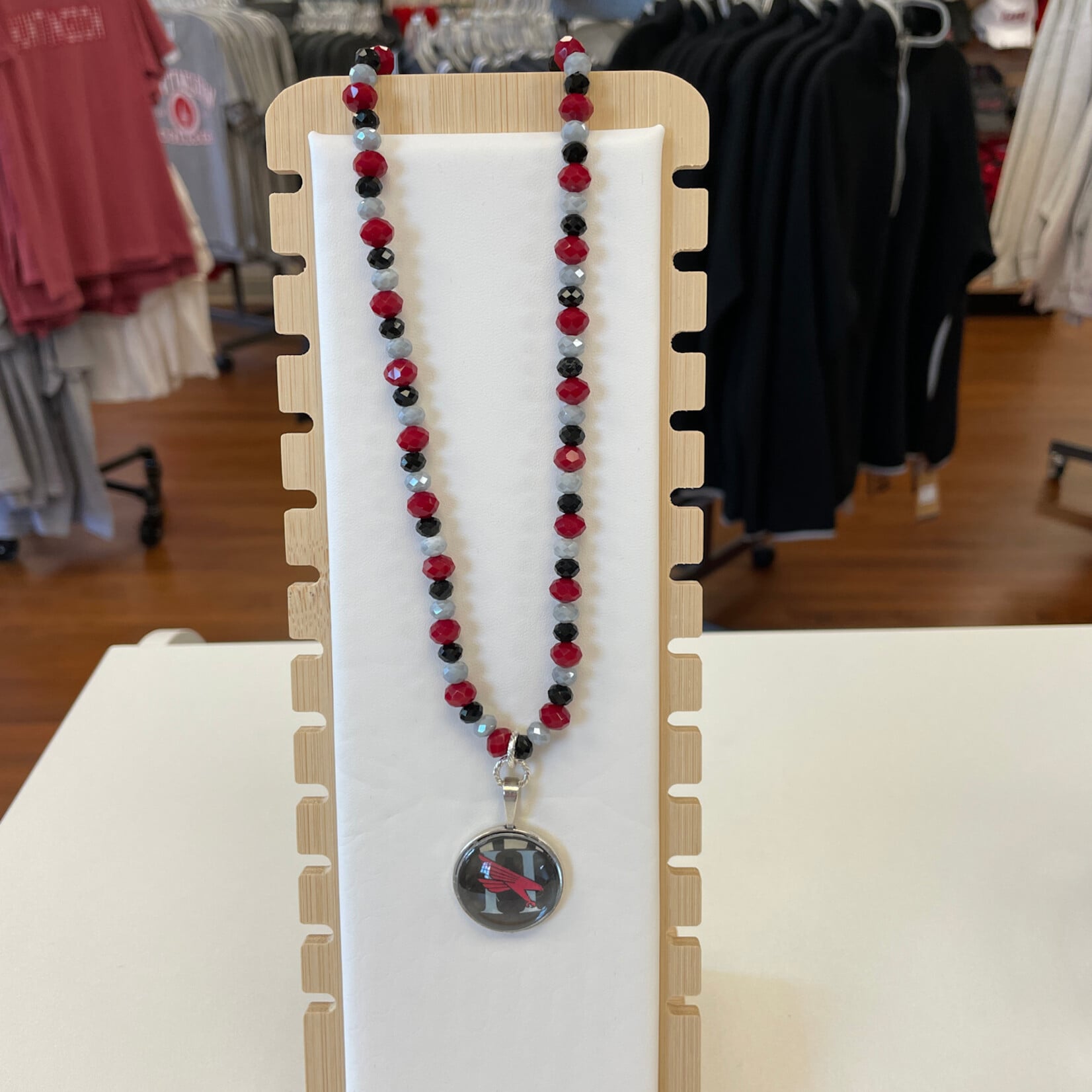 18 " Beaded Necklace with Black Medallion