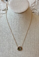 Large Circle Pendant Necklace with White Diamond/Peridots/Sapphires