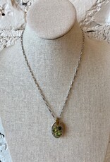 Miles McNeel Necklace with Silver Oval with Peridots and Sapphires