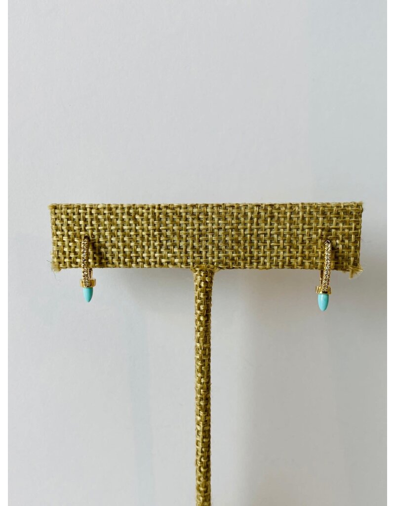 14K Gold Turquoise Spike Huggies