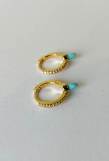14K Gold Turquoise Spike Huggies