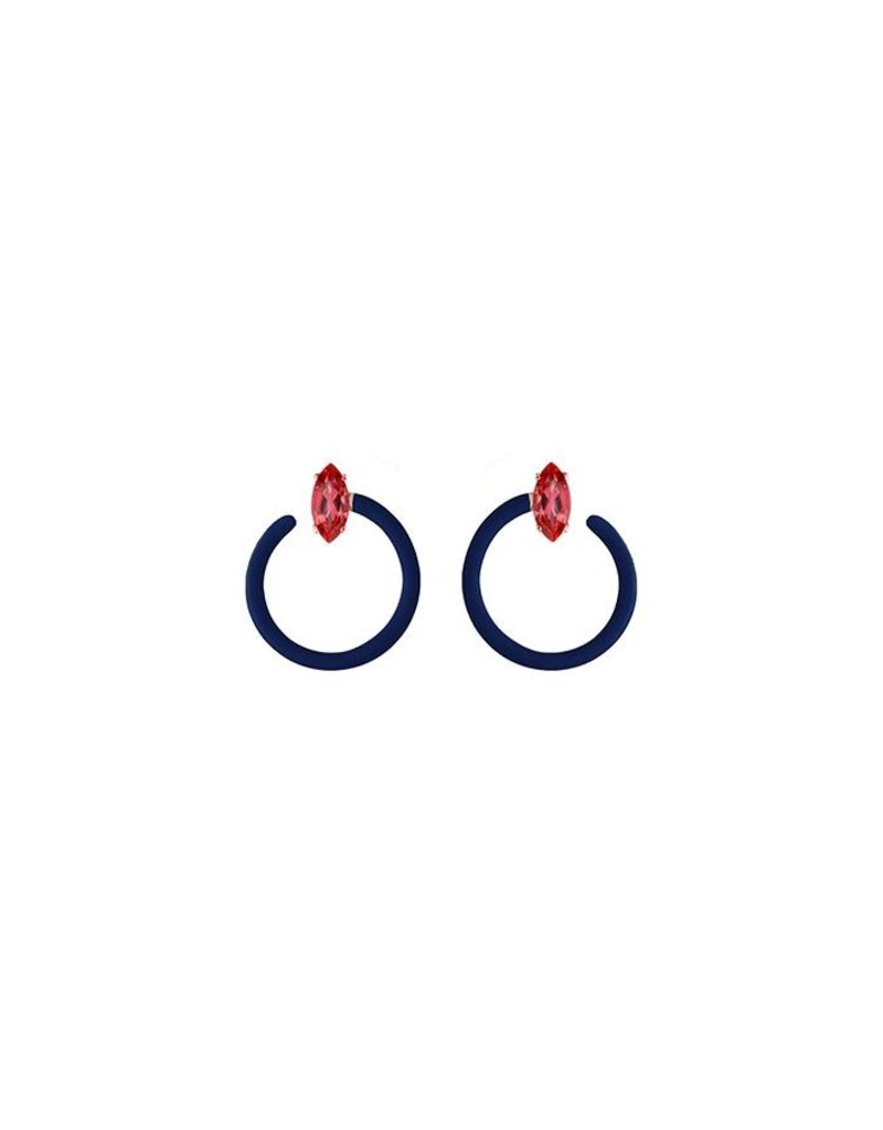 Bea Bongiasca Small Tendril Circle Earrings - Dark Navy