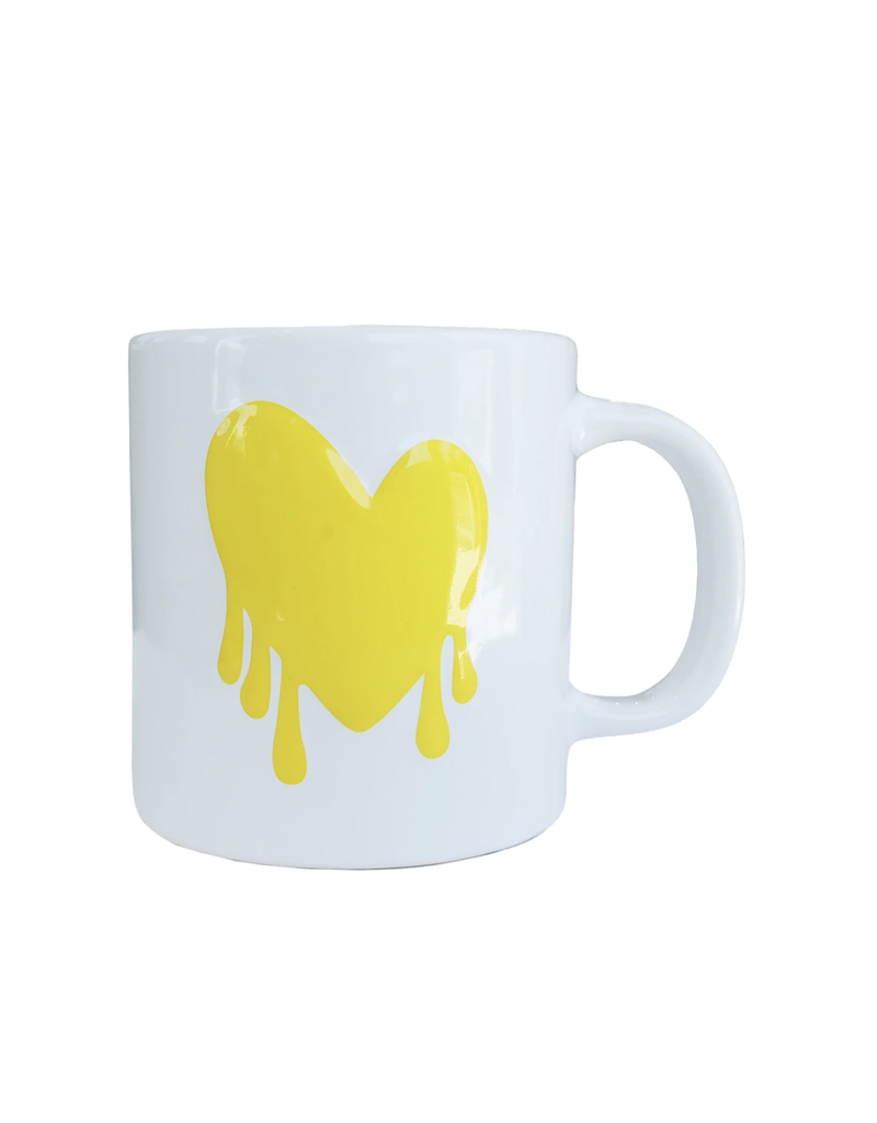 Kerri Rosenthal Drippy Heart Mug - White/Sunshine