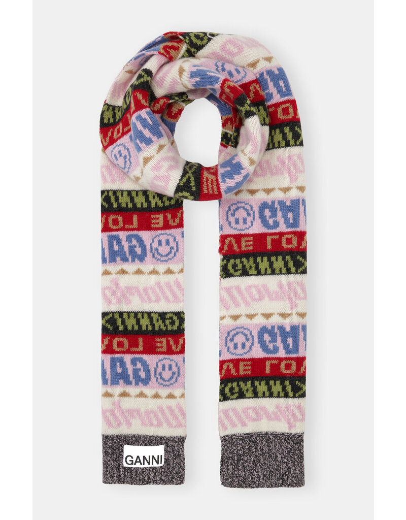 Ganni GRAPHIC WOOL SCARF