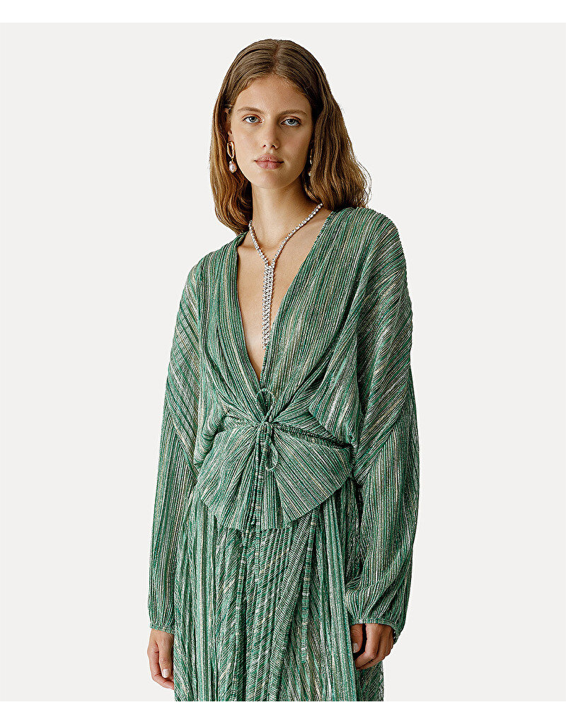 LUREX PLISS' TULLE CROSSOVER SHIRT