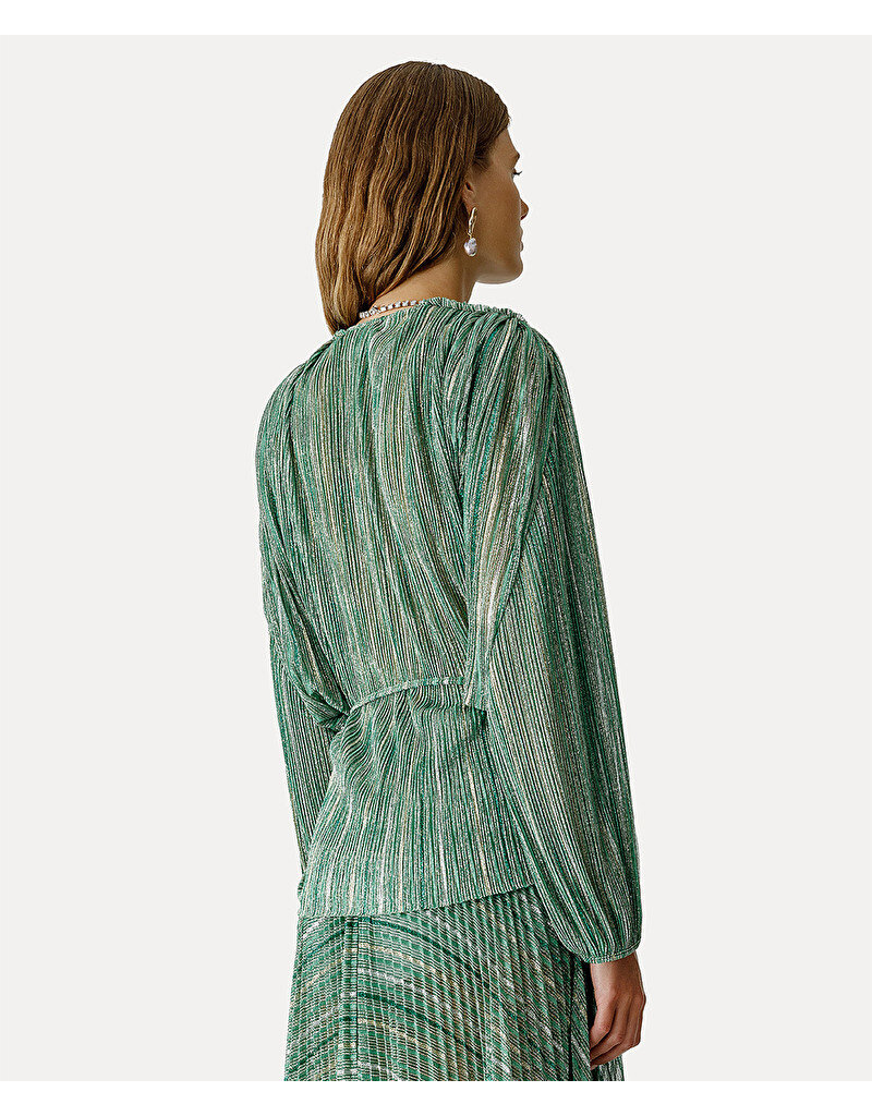LUREX PLISS' TULLE CROSSOVER SHIRT