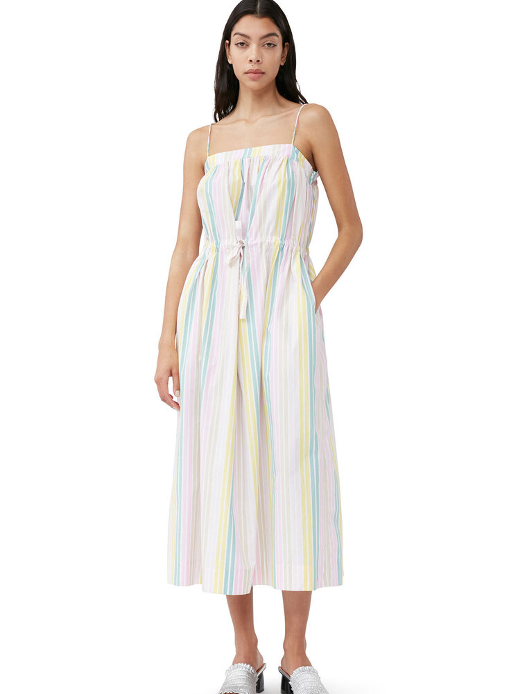 Ganni STRIPE COTTON MAXI STRAP DRESS