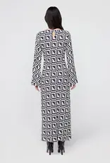 KITRI Keira L/S Diamond Print Long Dress
