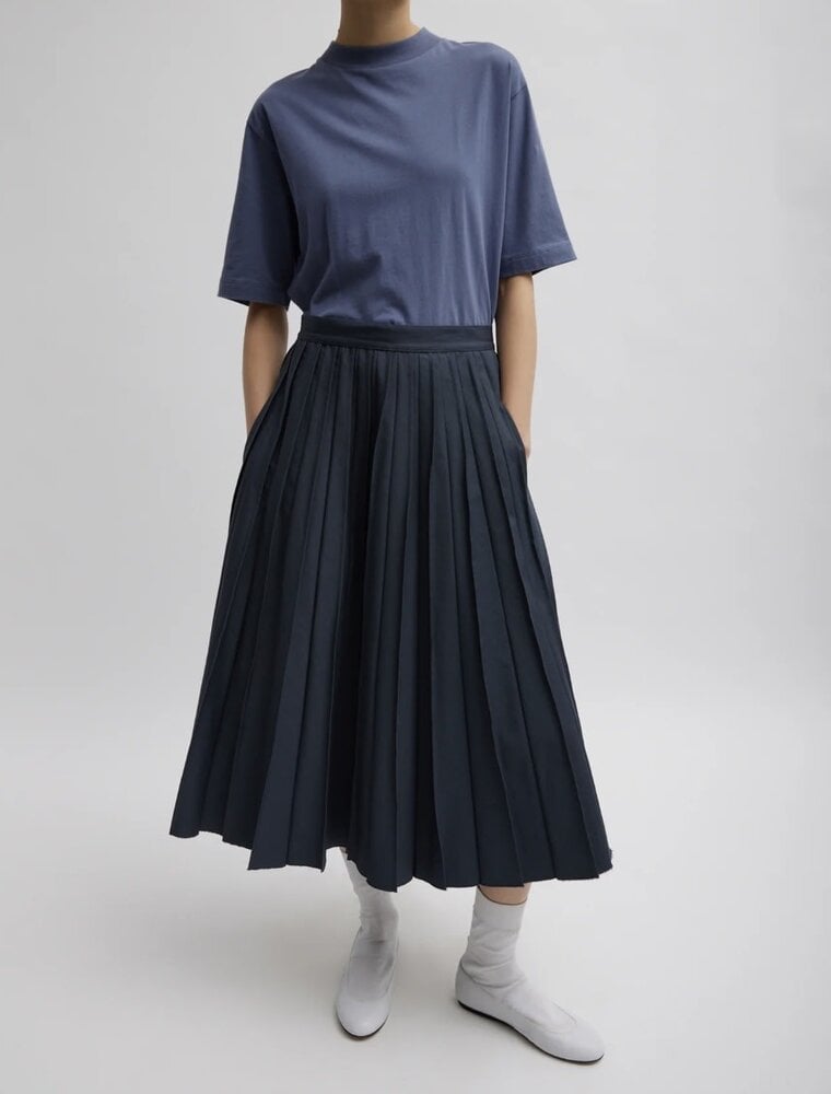 Tibi OLIVER COTTON STRETCH TRICOTINE PINTUCKED SKIRT