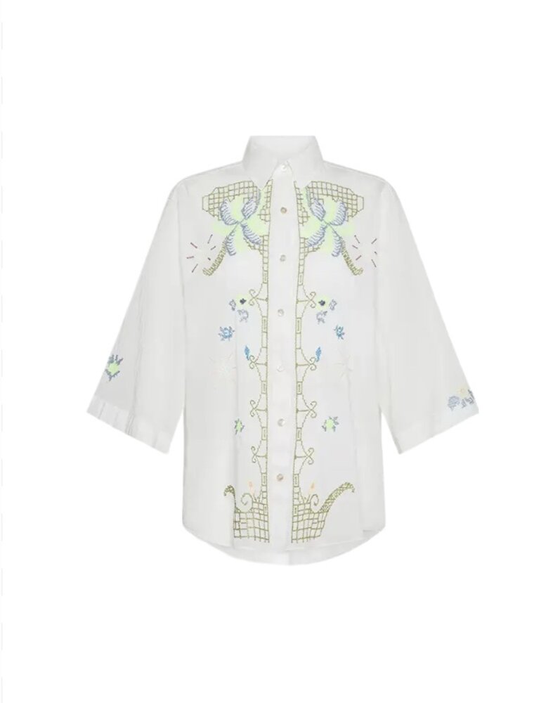 Forte Forte Eden Embroidery Voile Half Sleeves Shirt