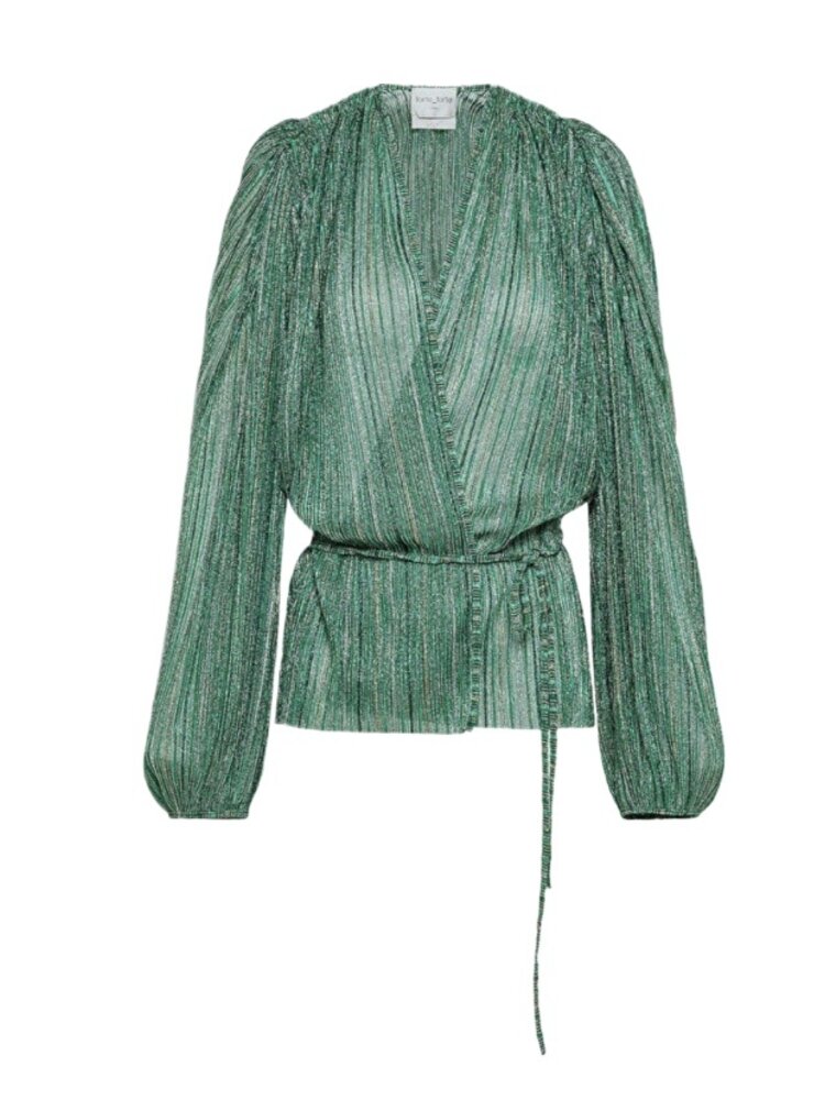 LUREX PLISS' TULLE CROSSOVER SHIRT