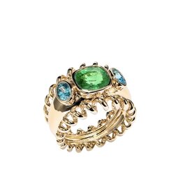 BOOCHIER JUMBO TSAVORITE & BLUE ZIRCON SLINKEE ICON RING