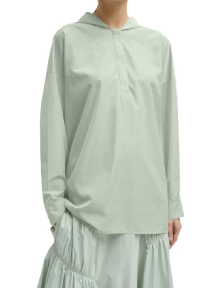Tibi SHIRRED NYLON HOODIE WITH COCOON BACK