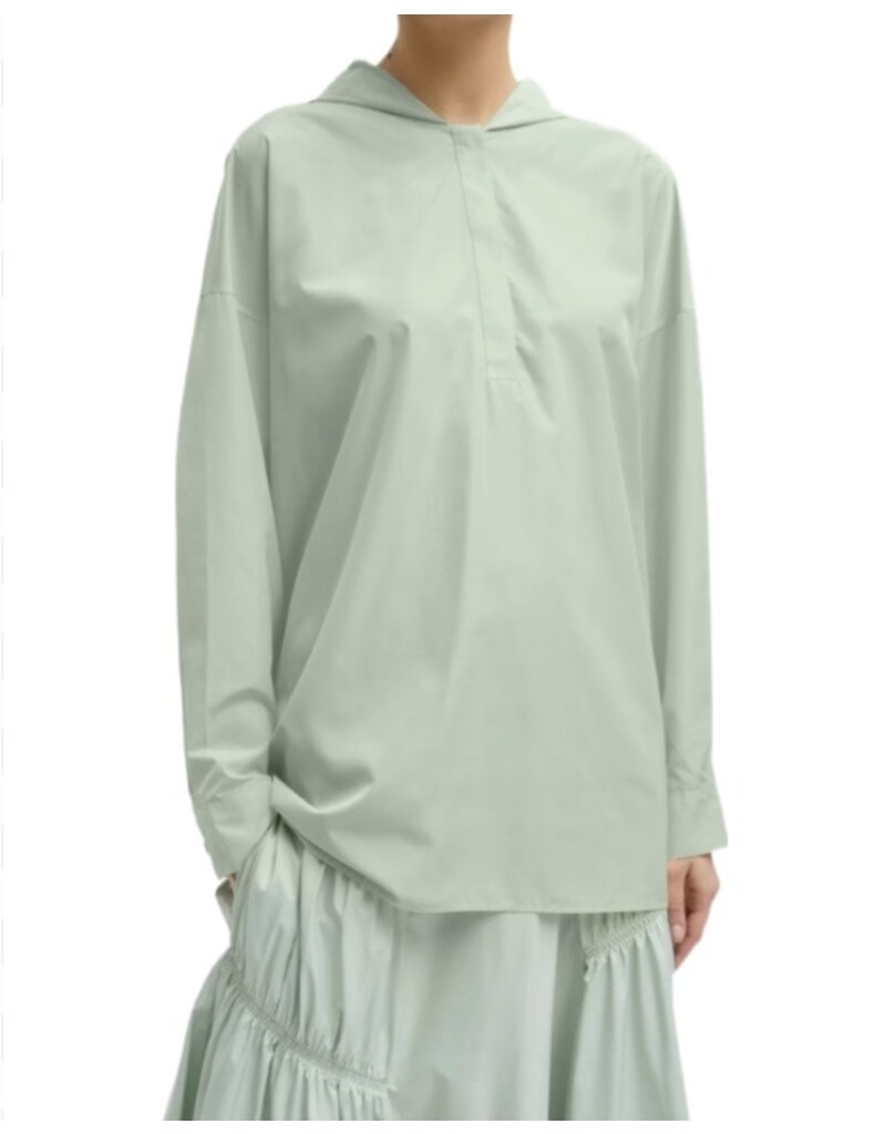 Tibi SHIRRED NYLON HOODIE WITH COCOON BACK