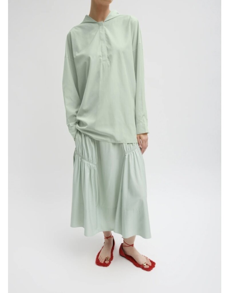 Tibi SHIRRED NYLON HOODIE WITH COCOON BACK
