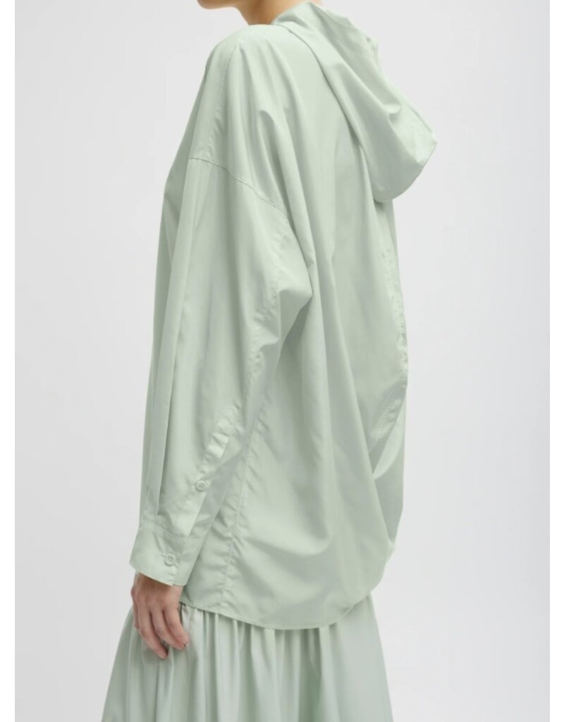 Tibi SHIRRED NYLON HOODIE WITH COCOON BACK
