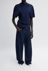 Tibi BARRE DENIM KNIT SCULPTED SHRUNKEN T-SHIRT