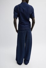 Tibi BARRE DENIM KNIT SCULPTED SHRUNKEN T-SHIRT