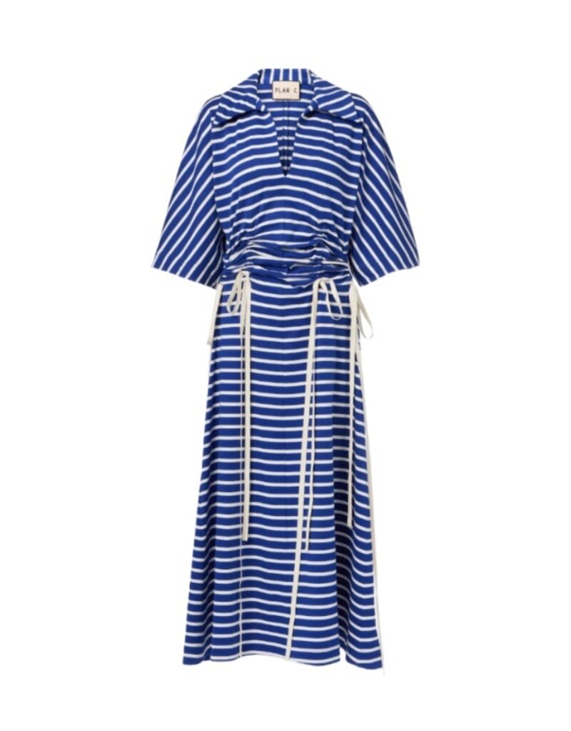 PLAN C S/S Stripe Maxi Dress