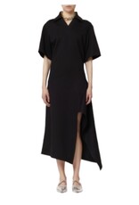 PLAN C S/S Slit Ruffle Dress