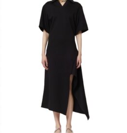 PLAN C S/S Slit Ruffle Dress