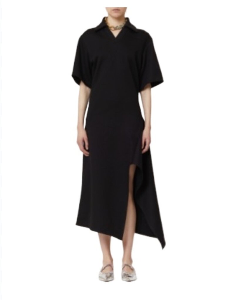 PLAN C S/S Slit Ruffle Dress
