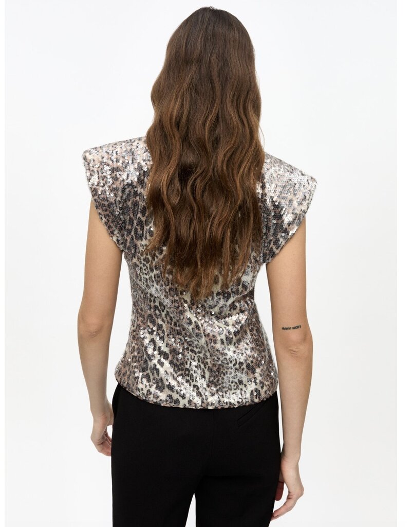Ganni Printed Stretch Sequins Blouse