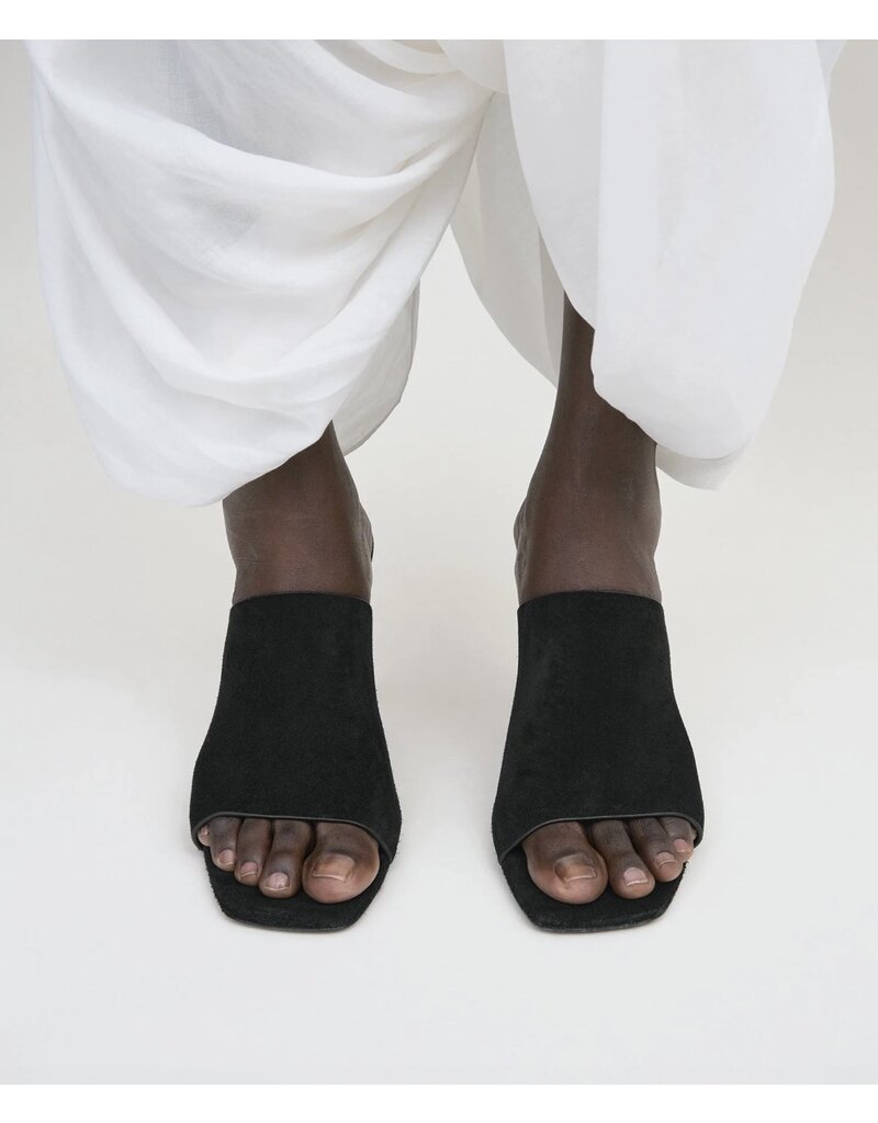 TOTEME Velour-Leather Bandeau Mules