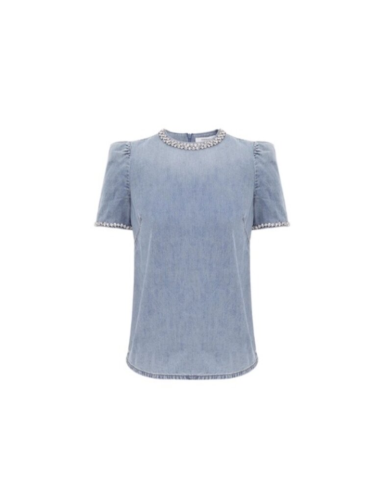 Zimmermann Crush Embellished Denim Top